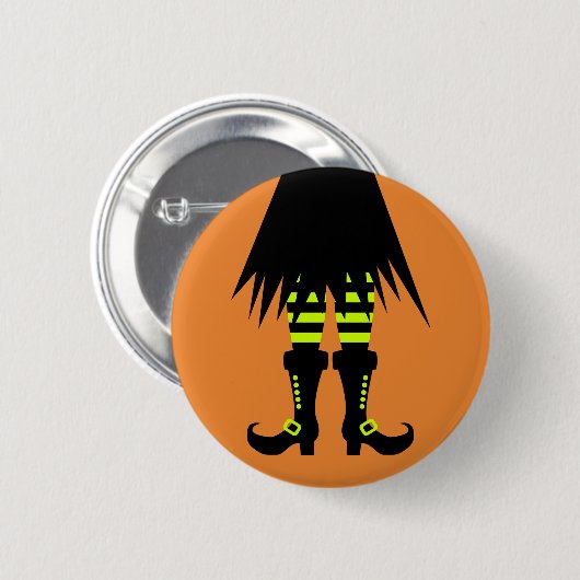 Prettige Halloween Heks Been Ronde Button 5,7 Cm (Voorkant /achterkant)