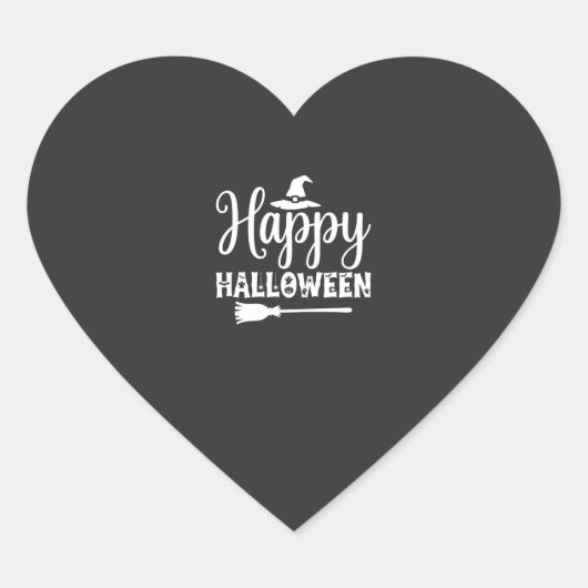 Prettige Halloween Heksenhoed Bezem Ontwerp Hart Sticker (Voorkant)