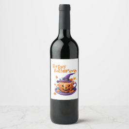Prettige Halloween Jack-O-Lantern Brouwbekercup  Wijn Etiket