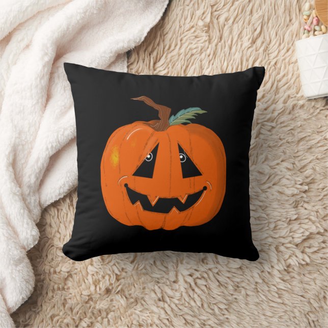 Prettige Halloween Jack O Lantern Illustratieve Ku Kussen (Deken)