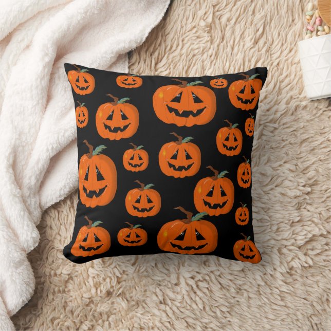 Prettige Halloween Jack O Lantern Illustratieve Ku Kussen (Deken)
