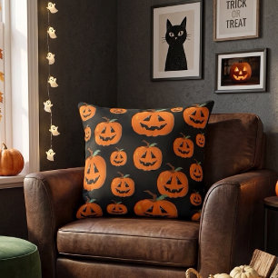 Prettige Halloween Jack O Lantern Illustratieve Ku Kussen
