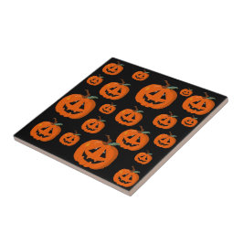 Prettige Halloween Jack O Lantern Illustratieve Ku Tegeltje