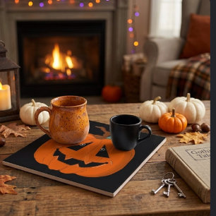 Prettige Halloween Jack O Lantern Illustratieve Ku Tegeltje