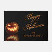 Prettige Halloween Jack O'Lantern Naam Sjabloon Deurmat (Voorkant)