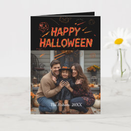 Prettige Halloween kaart, Halloween familie foto Kaart