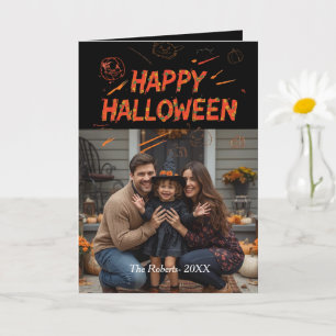 Prettige Halloween kaart, Halloween familie foto Kaart
