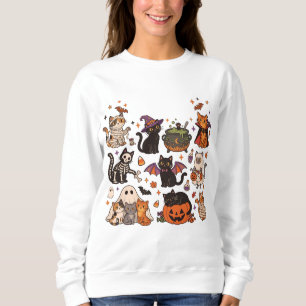 Prettige Halloween Kitty Schattige Kat Pompoen Hal Trui