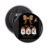 Prettige Halloween - knuffelige spookkoffie Button Flesopener (Voorkant)