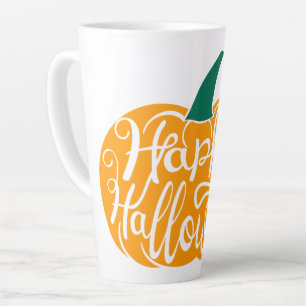 Prettige Halloween- lettering op uitgeholde pompoe Latte Mok
