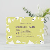 Prettige Halloween leuke geesten groene paarse fee Kaart (Staand voorkant)