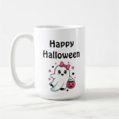 Prettige Halloween Leuke Pompoen Geest Koffiemok (Links)