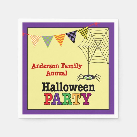 Prettige Halloween Leuke Spin & Web Kleurrijk Servetten (Voorkant)
