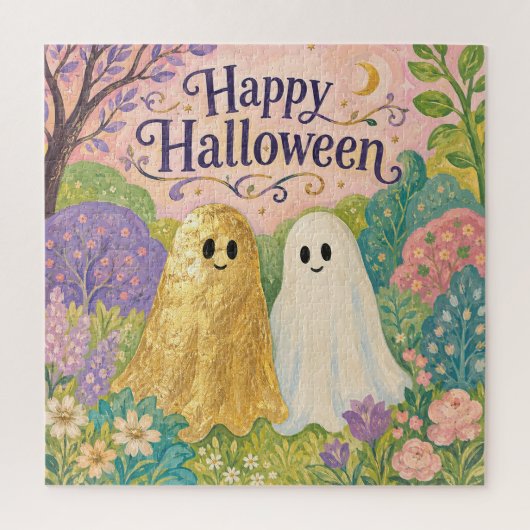 Prettige Halloween Lieve Geest Bloementuin Legpuzzel (Verticaal)