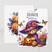 Prettige Halloween Lieve Tovenaar Beer Feestdagenkaart (Voorkant / Achterkant)