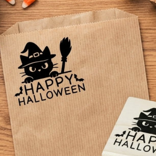 Prettige Halloween Lieve Zwarte Kat Heks Rubberstempel
