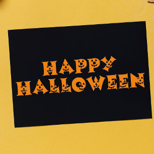 Prettige Halloween Oranje Jack-o'-Lantern Typograf Kaart