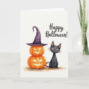 Prettige Halloween Paarse Hoed Kaart