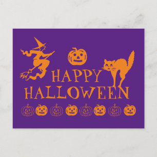 Prettige Halloween paarse oranje griezelig Briefkaart