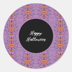 Prettige Halloween Pompoen Doodle Naadloos Patroon Ronde Sticker