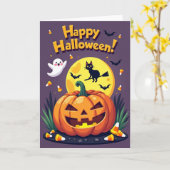 Prettige Halloween Pompoen Fun Kaart (Gele Bloem)