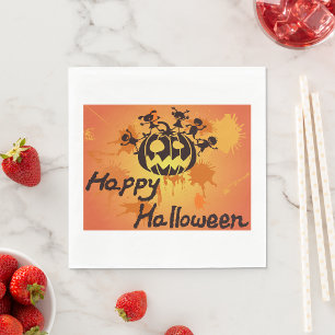 Prettige Halloween Pompoen Silhouet Illustratie Servet