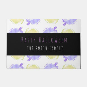 Prettige Halloween Pompoen Stempels Patroon Naam  Deurmat