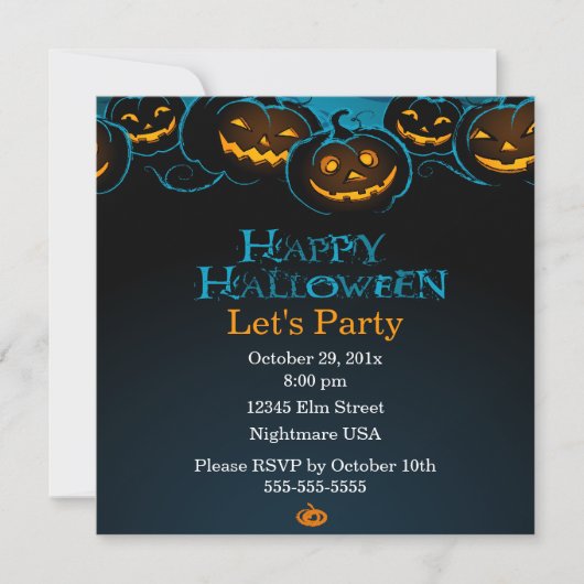 Prettige Halloween Pompoenen Uitnodiging (Voorkant)