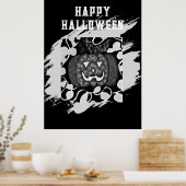 Prettige Halloween-poster met pompoenontwerp Poster (Keuken)