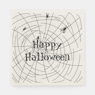 Prettige Halloween Spinnenweb Doodle Illustratie Servet