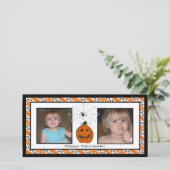 Prettige Halloween Spinnenweb Fotokaarten Feestdagenkaart (Staand voorkant)