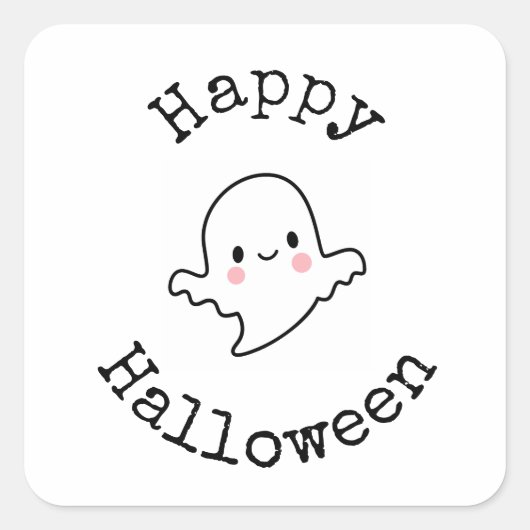 Prettige Halloween Sticker - Knuffel Kawaii Geest (Voorkant)