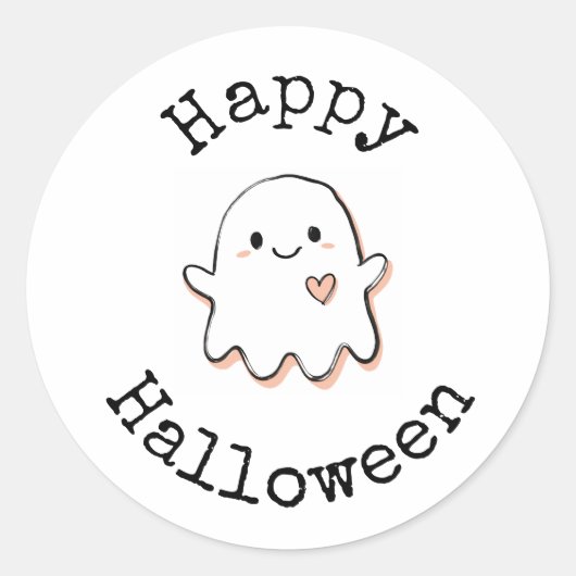 Prettige Halloween Sticker - Knuffel Kawaii Geest (Voorkant)