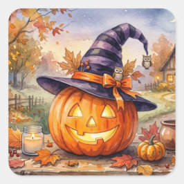 Prettige Halloween Sticker - Oude Pompoen