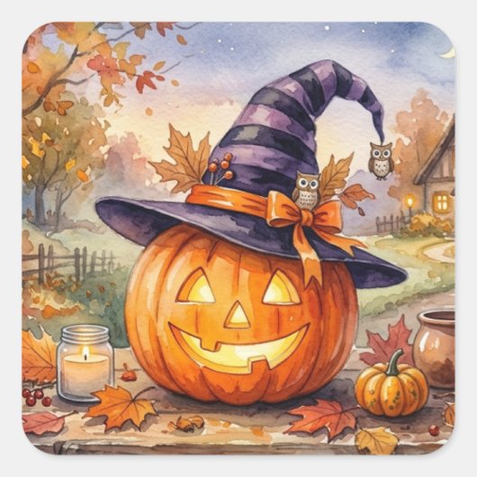 Prettige Halloween Sticker - Oude Pompoen (Voorkant)