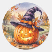 Prettige Halloween Sticker - Oude Pompoen (Voorkant)
