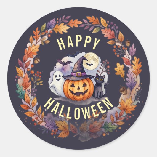 Prettige Halloween Sticker - Oude Pompoen (Voorkant)