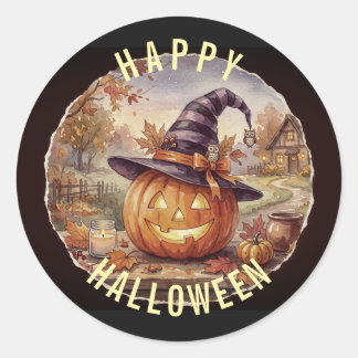 Prettige Halloween Sticker - Oude Pompoen