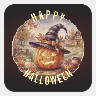 Prettige Halloween Sticker - Oude Pompoen
