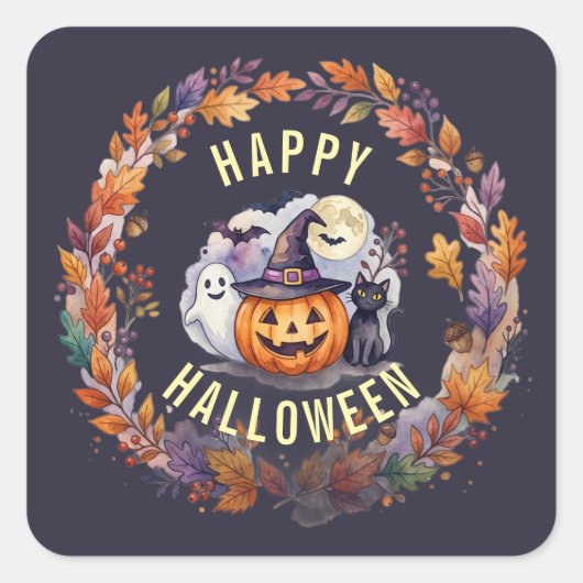 Prettige Halloween Sticker - Vintage Pompoen (Voorkant)