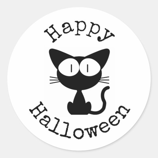 Prettige Halloween Stickers - Knuffelige Zwarte Ka (Voorkant)