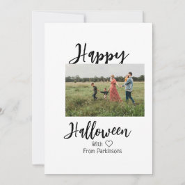 Prettige Halloween voeg familienaam foto zwart een Feestdagenkaart