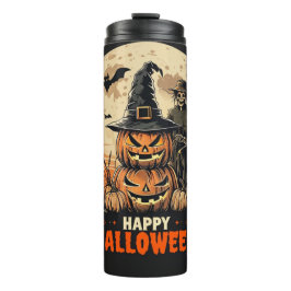 Prettige Halloween Vogelverschrikker Pompoen Therm Thermosbeker