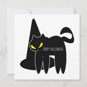 Prettige Halloween wenskaart   Enge zwarte kat Bedankkaart