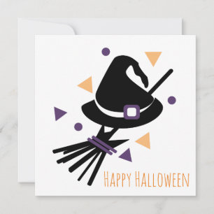Prettige Halloween wenskaart   Heksenbezem Bedankkaart