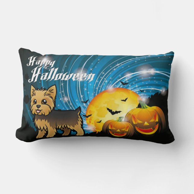Prettige Halloween Yorkie Kussen (Voorkant)