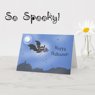 Prettige Halloweenkaart Schattige vleermuis met en Kaart