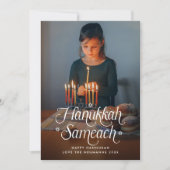 Prettige Hanukkah Davidster foto Feestdagenkaart (Voorkant)