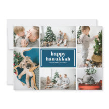 Prettige Hanukkah-typografie Blauwe fotocollage