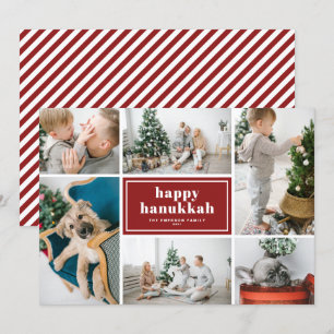 Prettige Hanukkah-typografie Rood Fotocollage Feestdagenkaart
